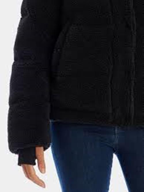 S13 Women's Lily Sherpa Stand-Collar Puffer Coat XXL Solid Black