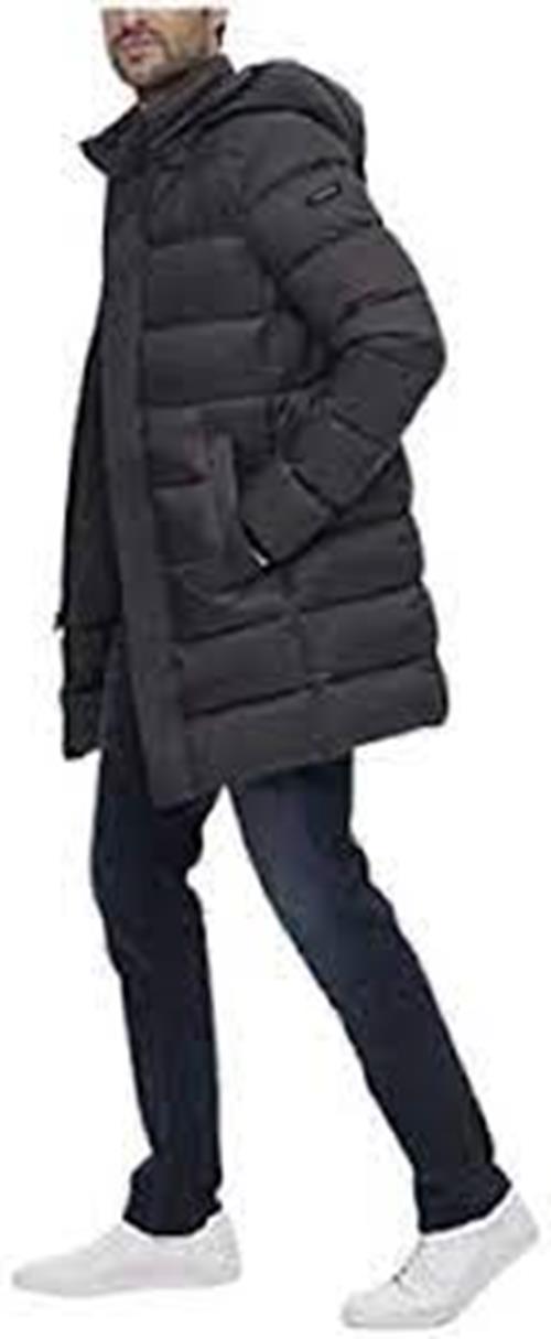 CALVIN KLEIN Men's Long Hooded Puffer Jacket Small Black