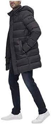 CALVIN KLEIN Men's Long Hooded Puffer Jacket Small Black