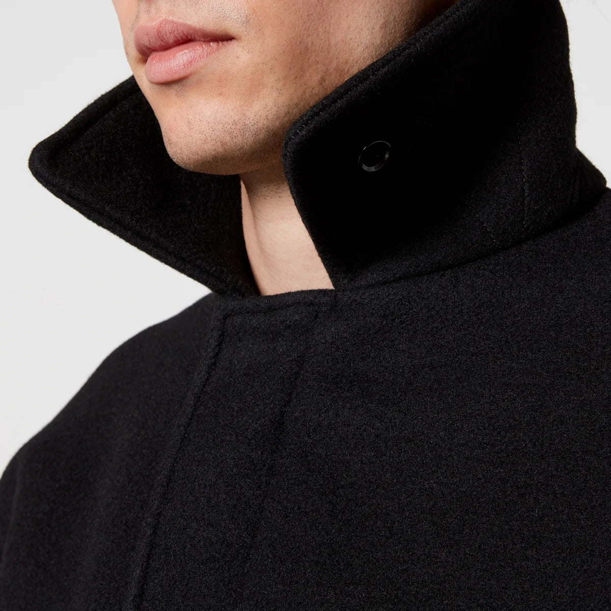 AMI Mens Heavy Shearling Trimmed Wool Bomber Jacket Coat Large Black