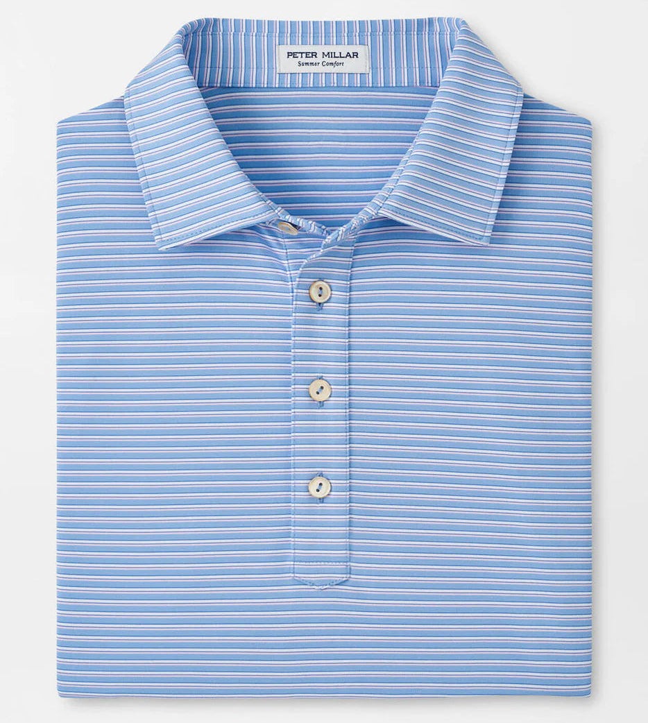 Peter Millar Mens Chatman Performance Polo Shirt XL Blue Striped Summer Comfort