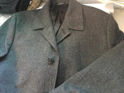 London Fog Mens Coventry Wool-Blend Overcoat Coat 44R Charcoal Herringbone Grey