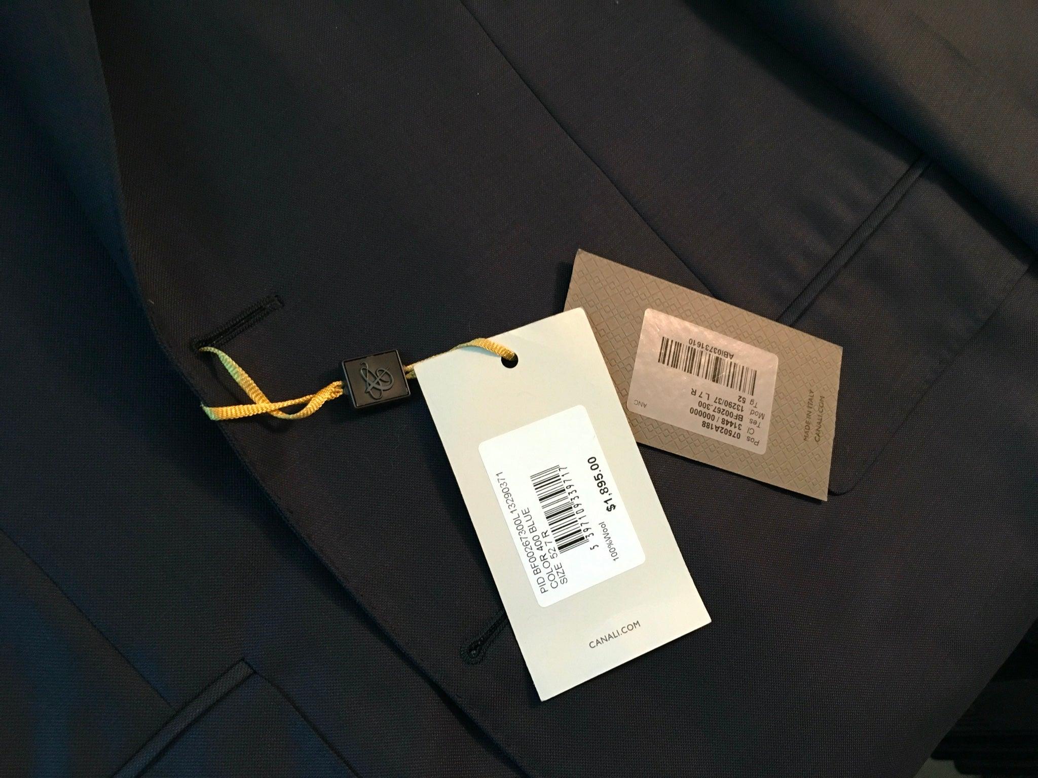 Canali Mens Blue Siena Sharkskin Suit Jacket 52 IT / 42R US Wool