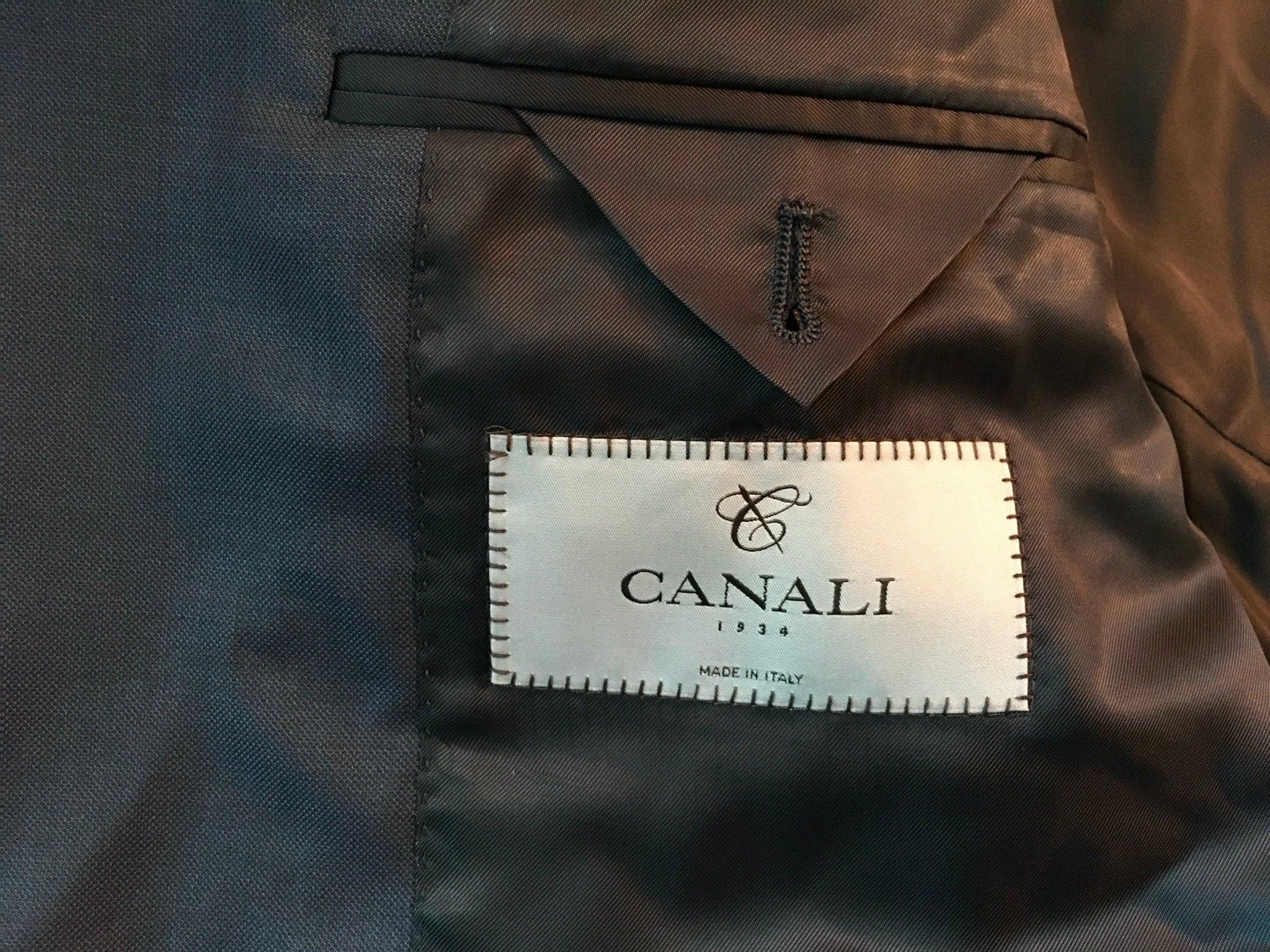 Canali Mens Blue Siena Sharkskin Suit Jacket 52 IT / 42R US Wool