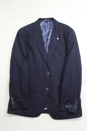 Nautica Mens Modern Fit Linen Sport Coat Blazer 42S Navy Blue