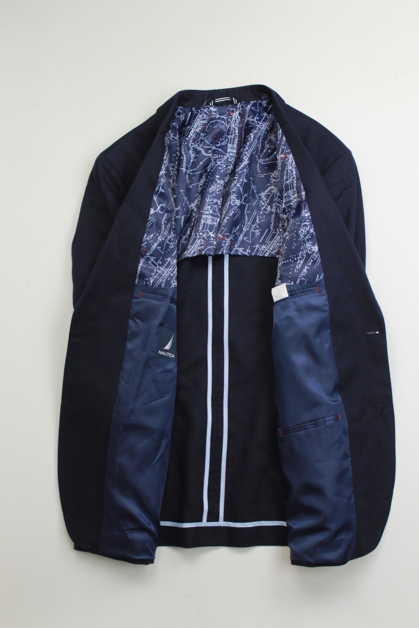 Nautica Mens Modern Fit Linen Sport Coat Blazer 42S Navy Blue