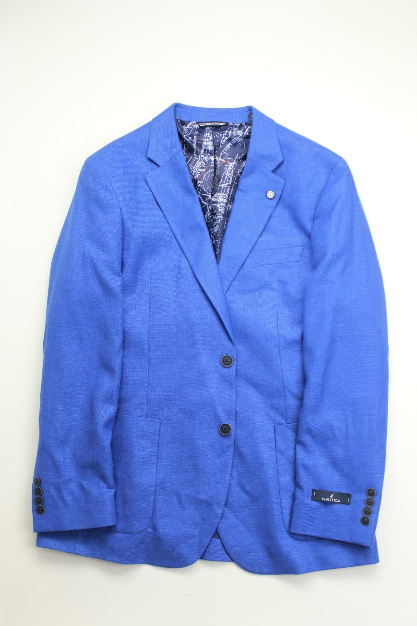 Nautica Men's Sport Coat 36S Bright Blue Modern-Fit Active Stretch Solid