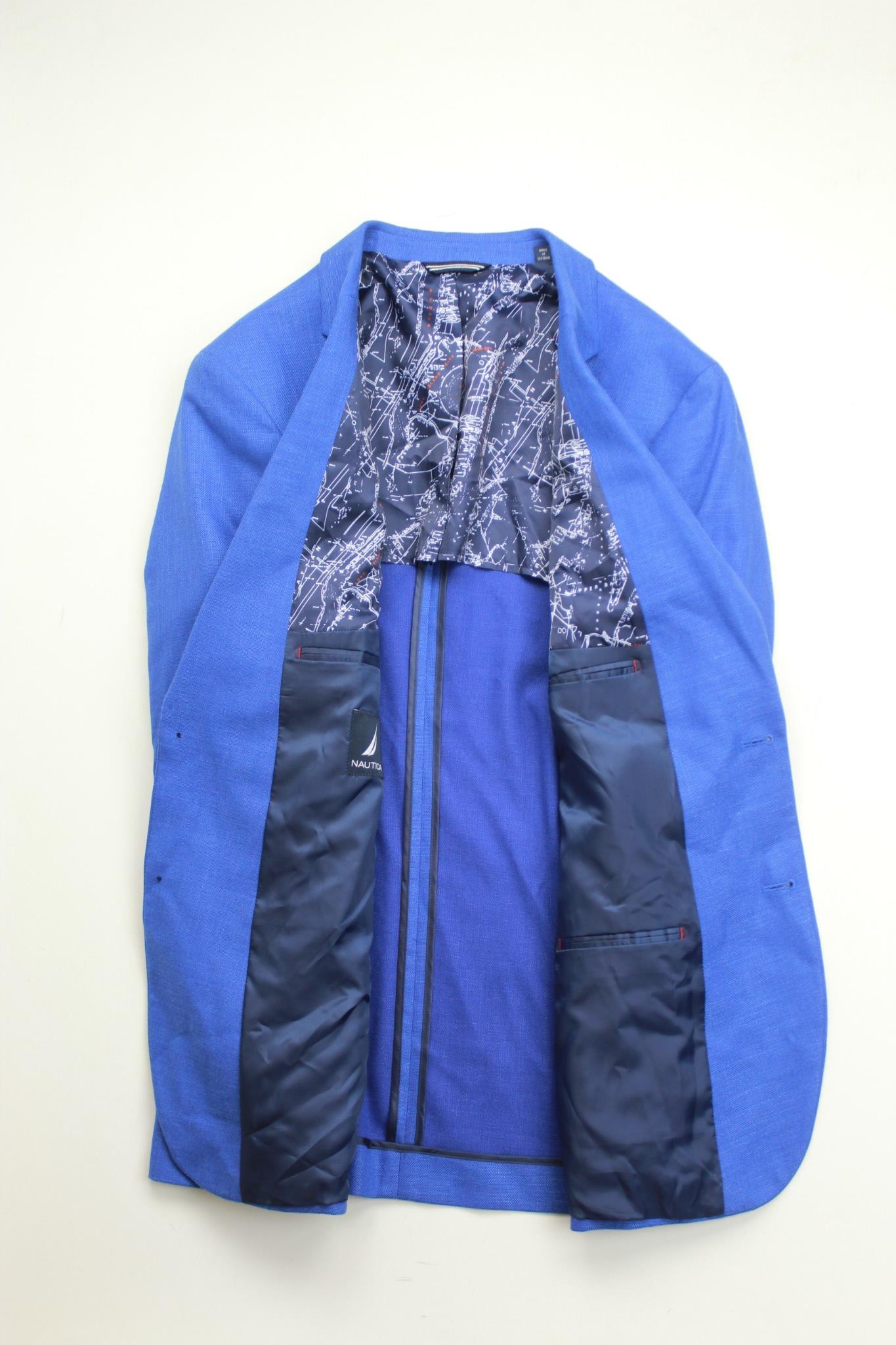 Nautica Men's Sport Coat 36S Bright Blue Modern-Fit Active Stretch Solid