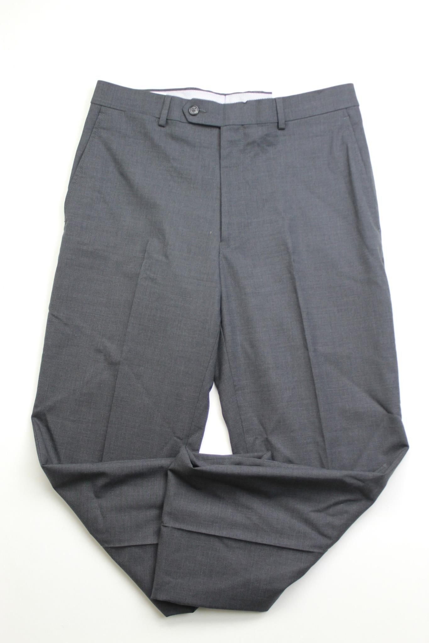 Hart Schaffner Marx Mens Regular fit Dress Pants 35 / 32 Grey Solid