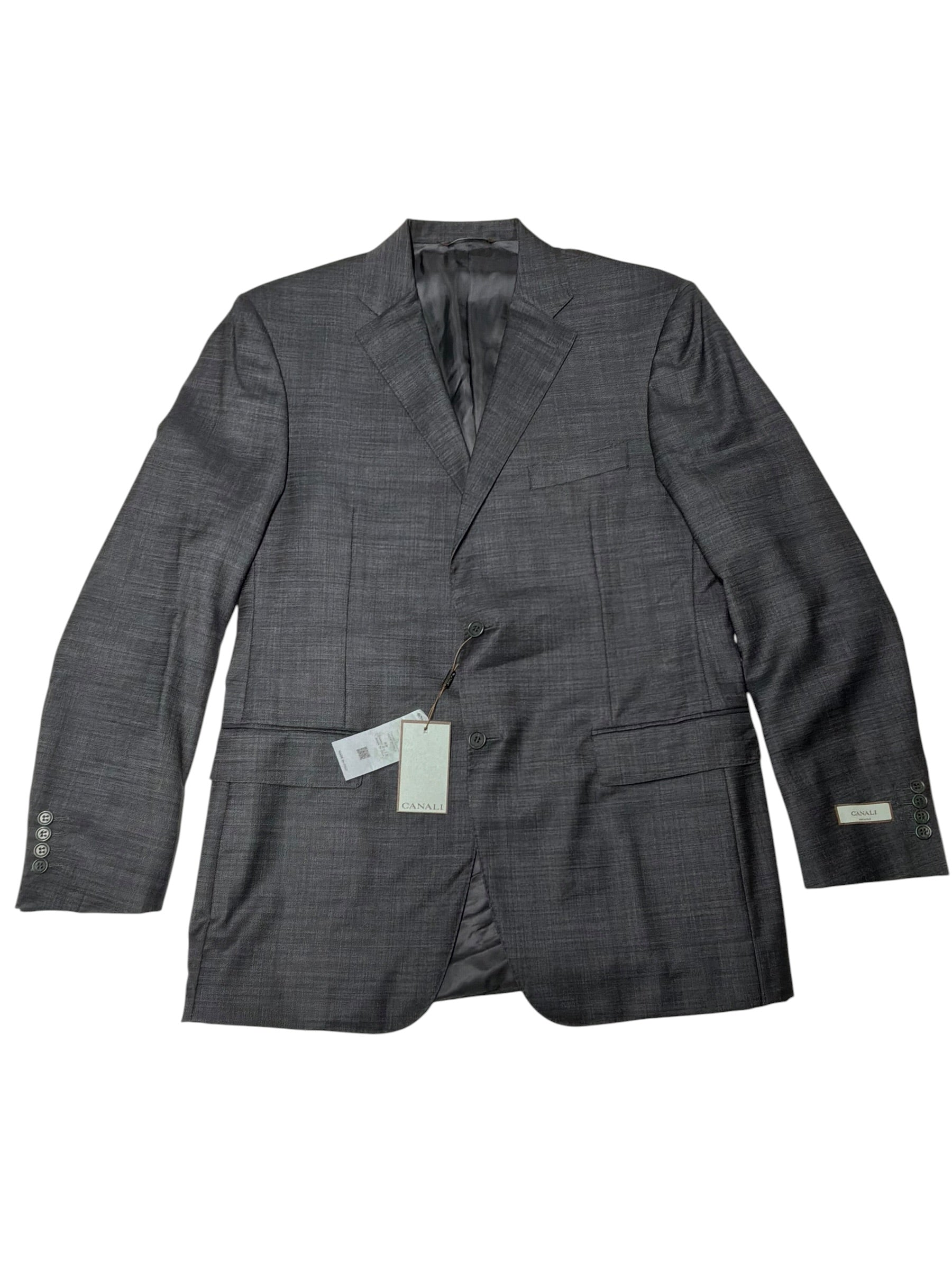 Canali Mens Regular fit Siena Suit Jacket Blazer 42 L Charcoal Grey Solid Wool