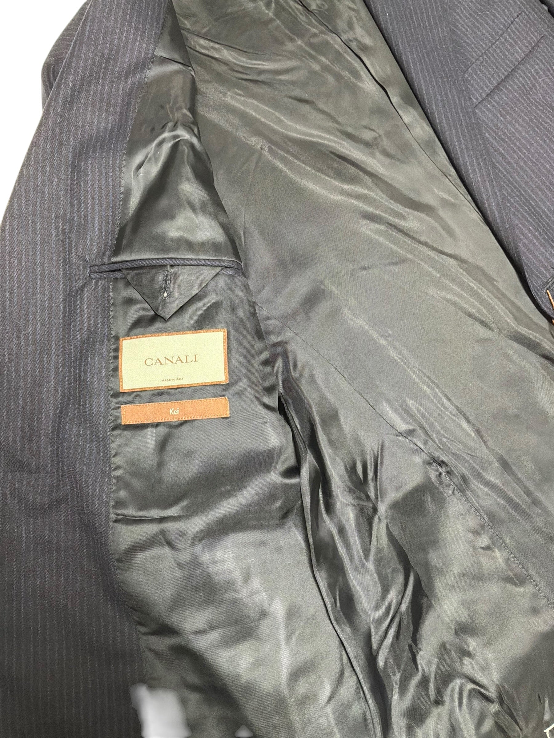 Canali Mens Kei Regular fit Suit Jacket Blazer 42 S Navy Blue Striped Wool