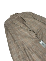 Canali Kei Plaid Unstructured Regular Fit Sport Coat Blazer 48R Brown