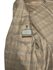 Canali Kei Plaid Unstructured Regular Fit Sport Coat Blazer 48R Brown