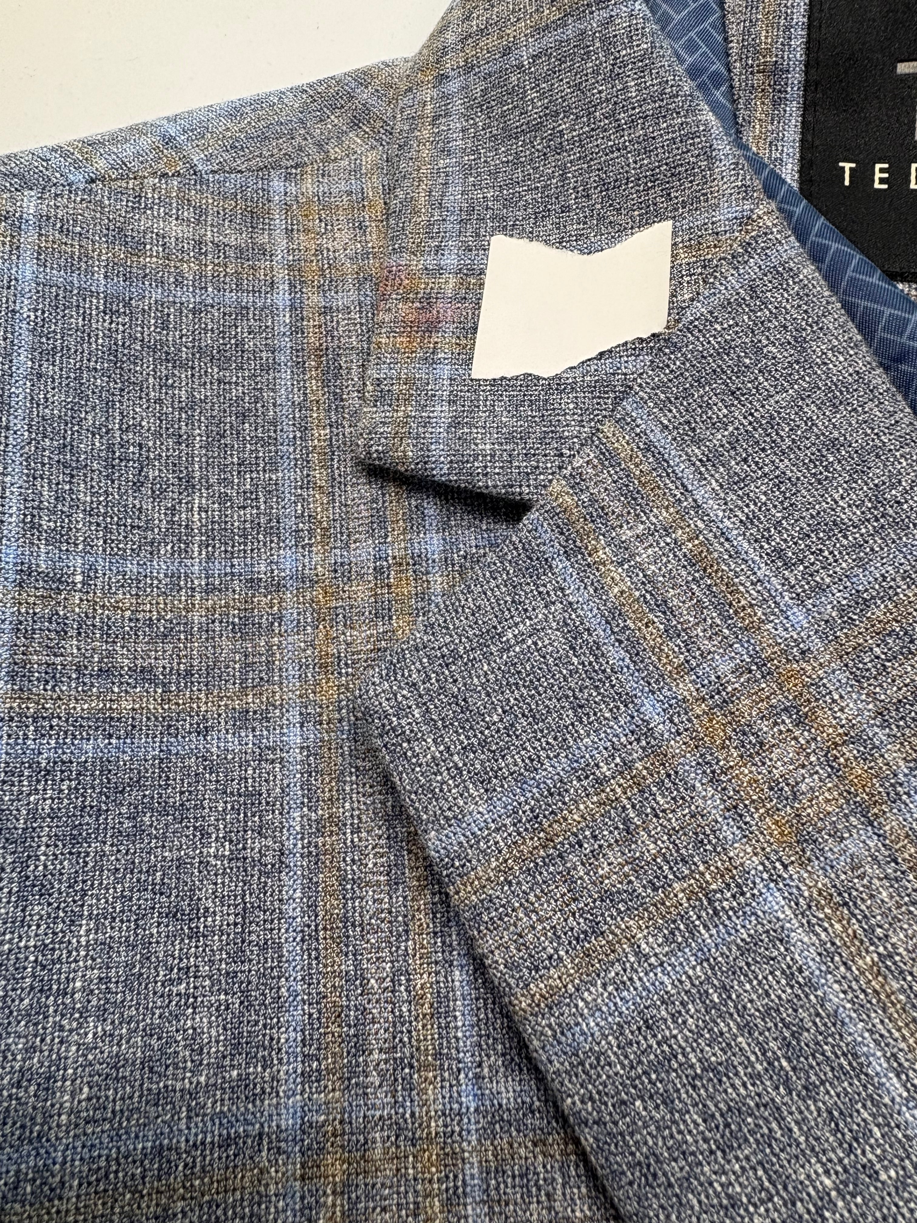 Ted Baker Mens Modern fit Wool Sport Coat Blazer 48 R Blue Plaid