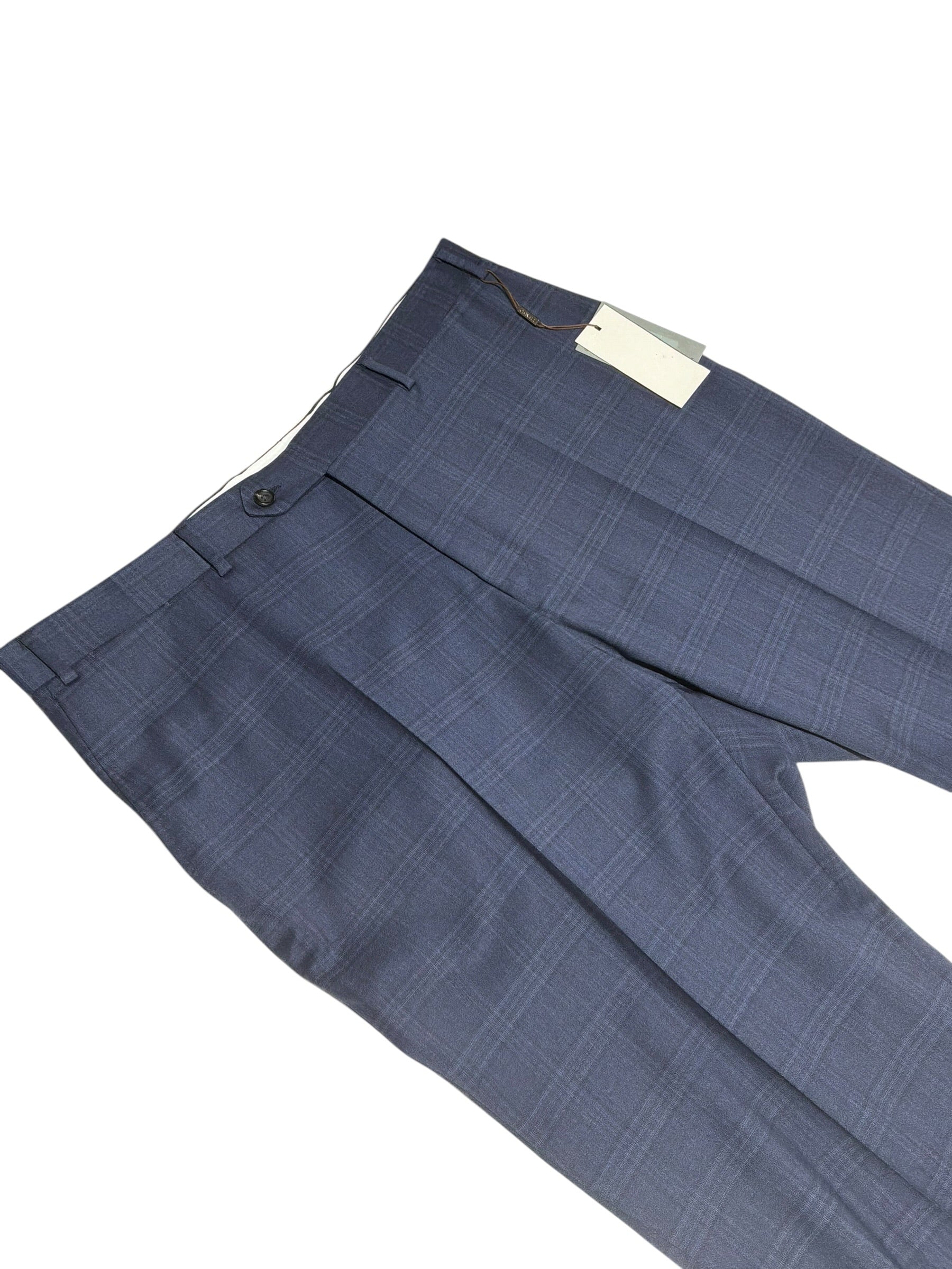 Canali Mens Regular fit Siena Dress Suit Pants Size 38 Blue Plaid Wool