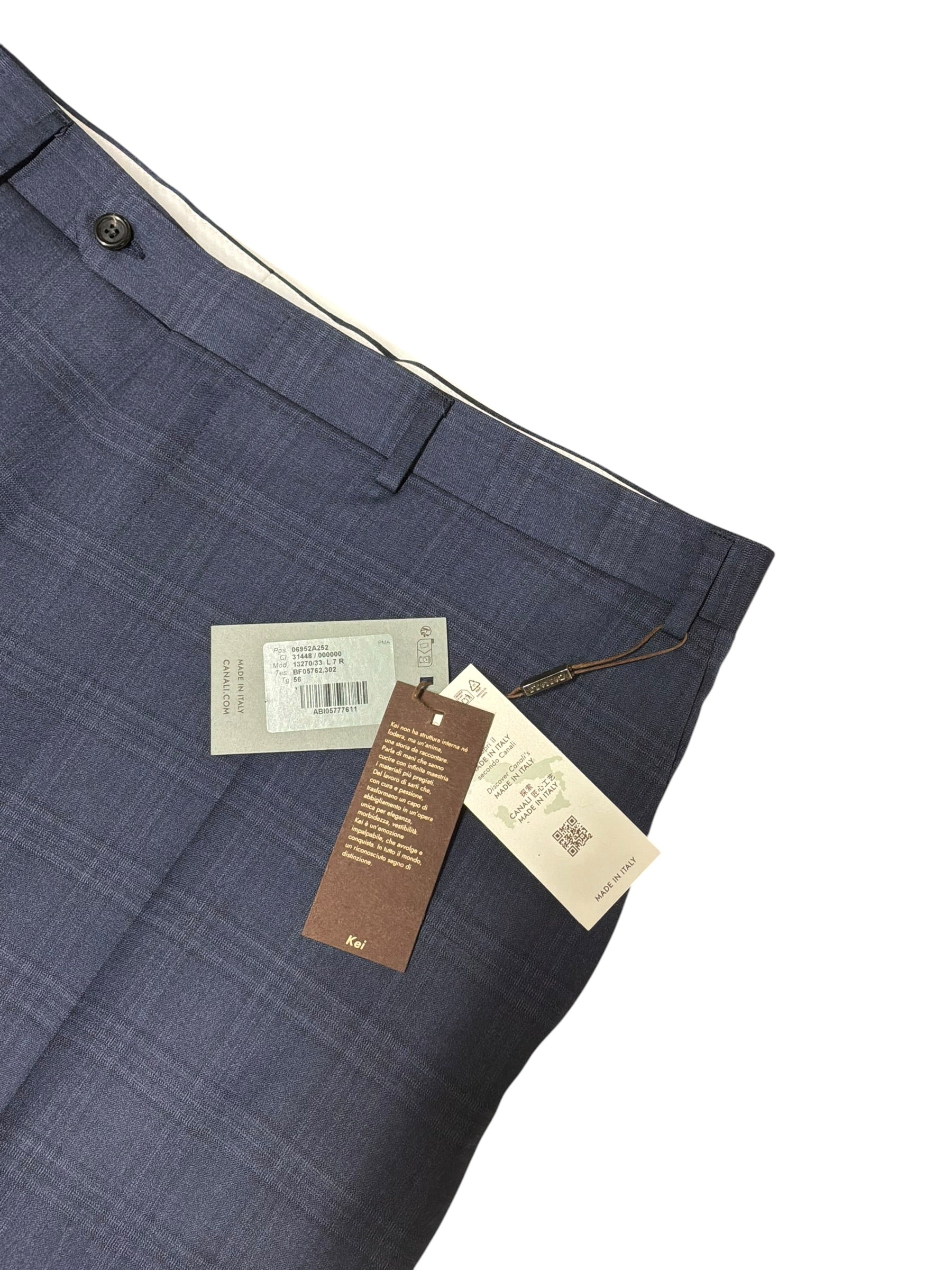 Canali Mens Regular fit Siena Dress Suit Pants Size 38 Blue Plaid Wool