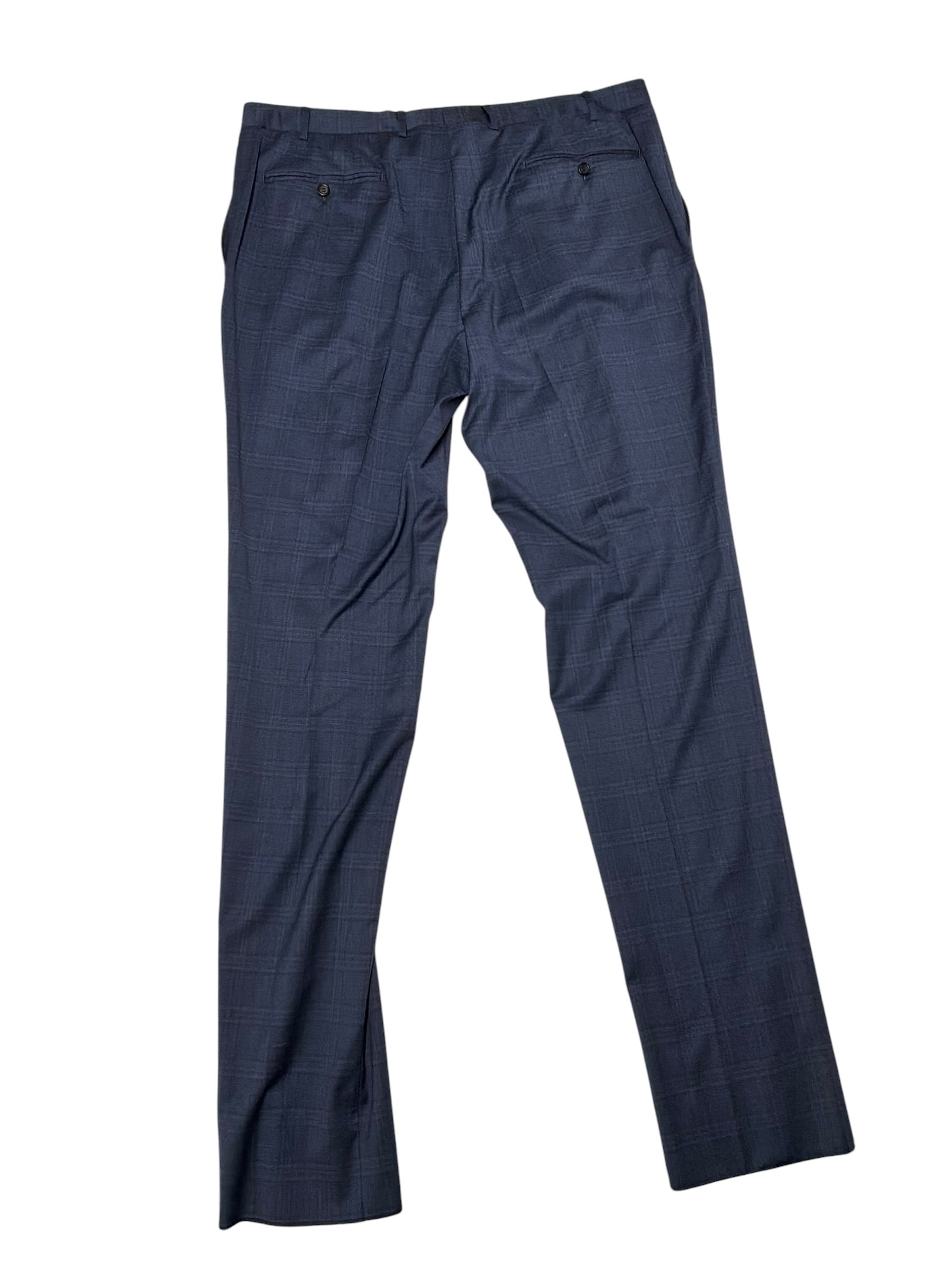 Canali Mens Regular fit Siena Dress Suit Pants Size 38 Blue Plaid Wool