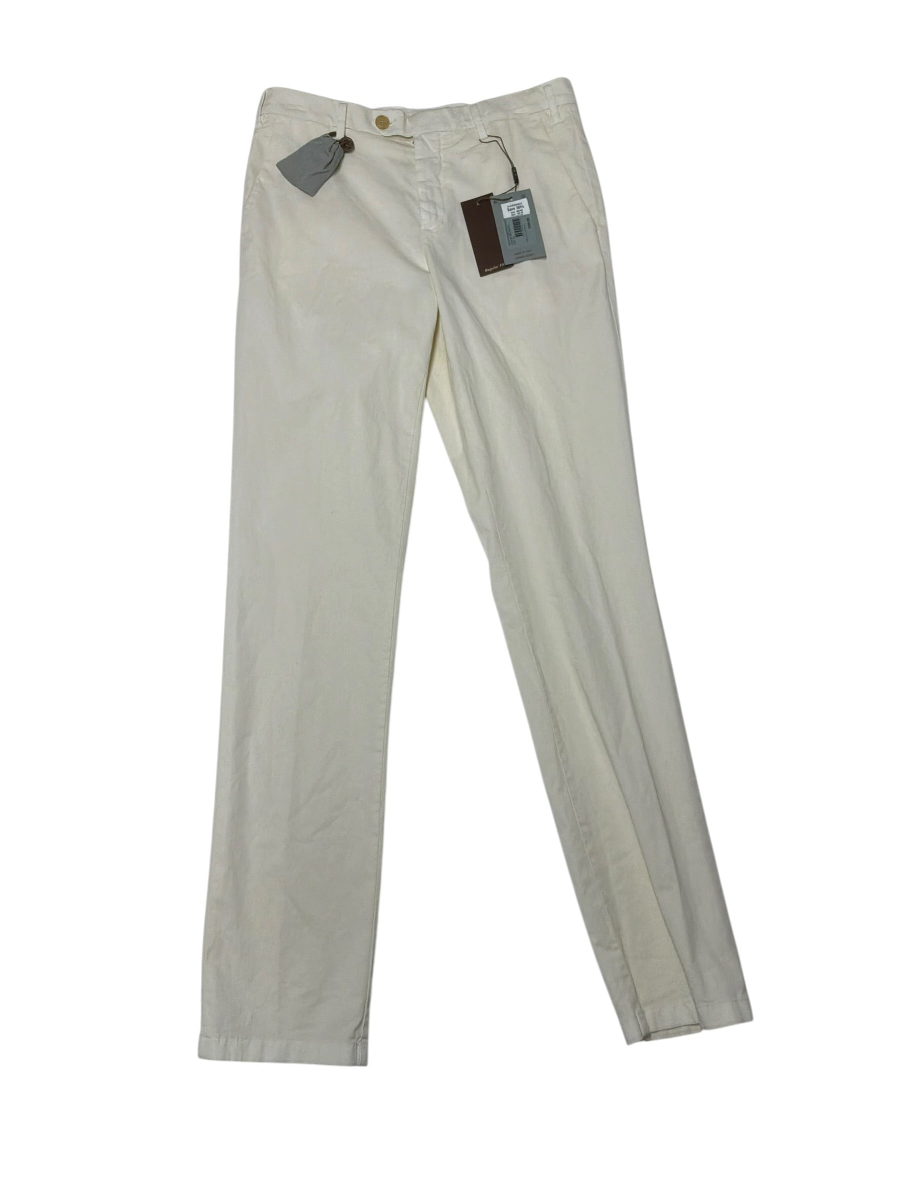 Canali Mens Modern Fit Cotton Dress Pants Size 36 White Stretch