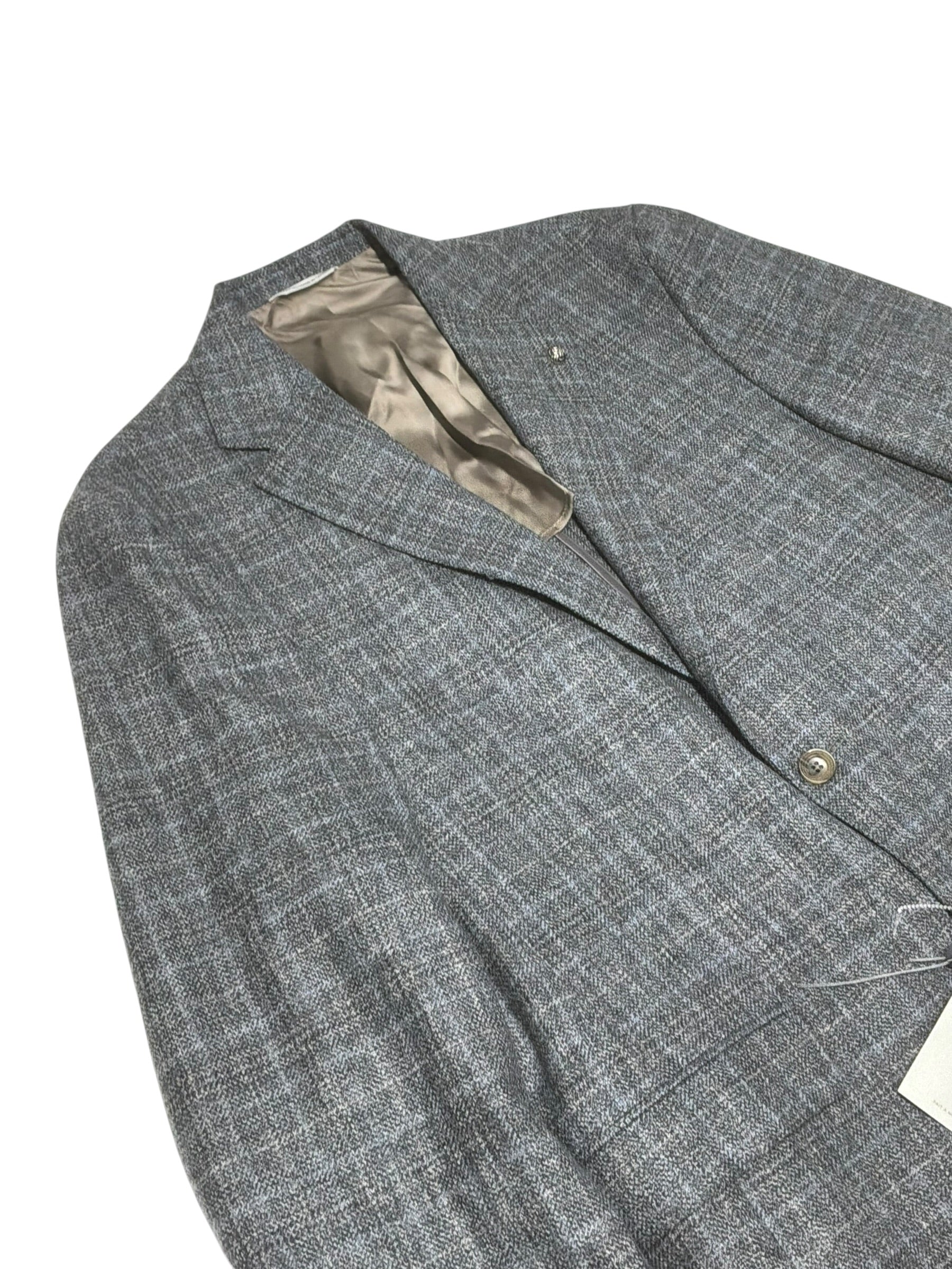 Jack Victor Midland Brushed Plaid Regular Fit Sport Coat 44R Grey / Blue