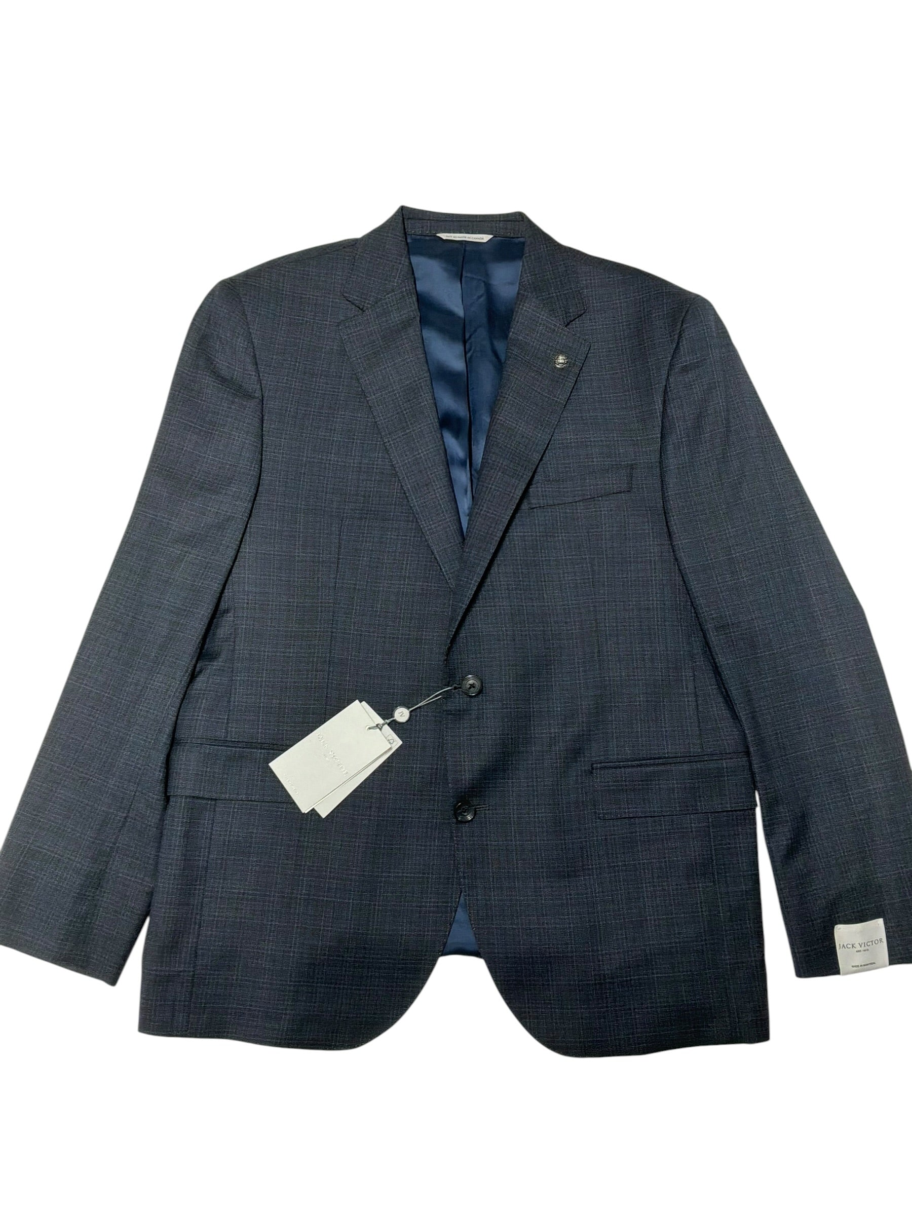 Jack Victor Esprit Regular Fit Screenwave Suit Jacket 44R Grey / Blue Plaid