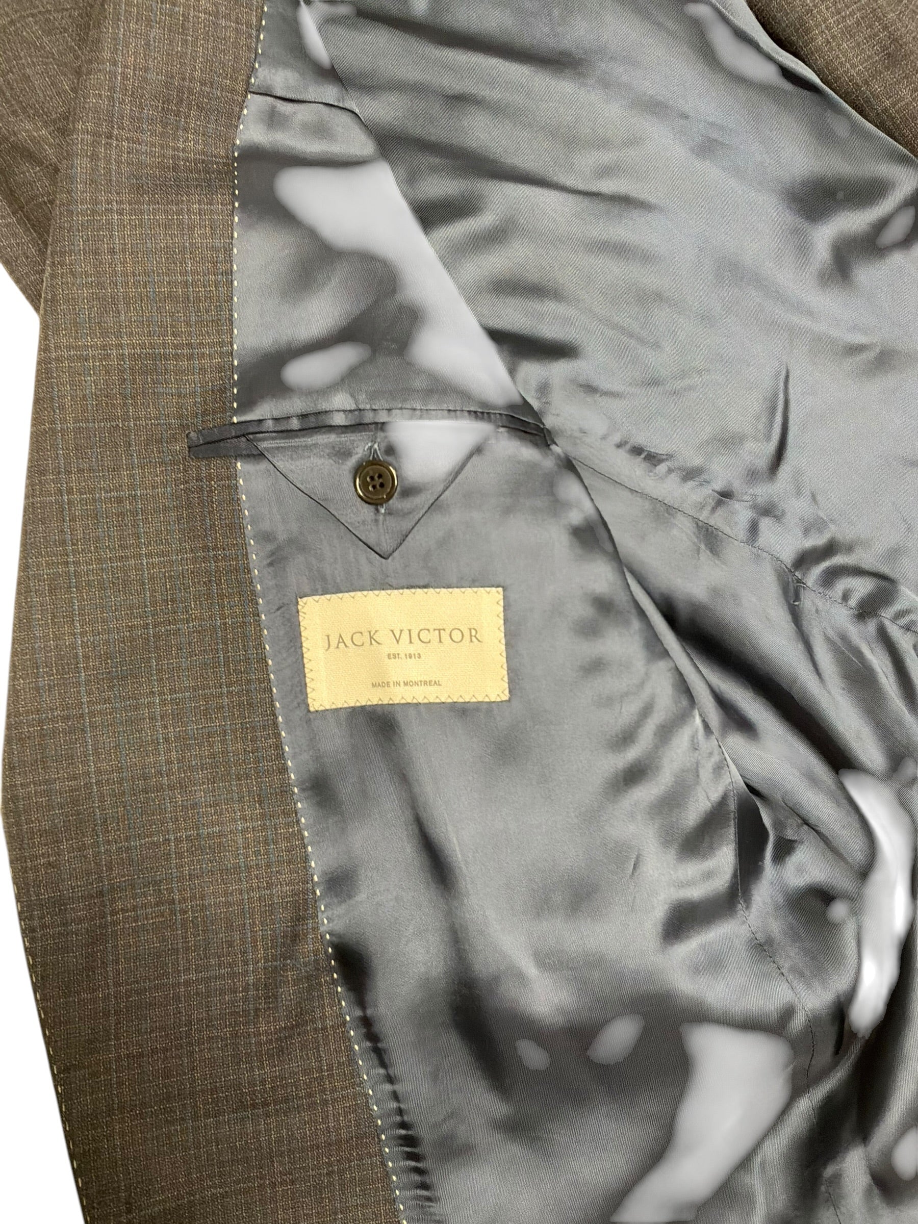 Jack Victor Esprit Regular Fit Screenwave Suit Jacket 44R Grey / Blue Plaid
