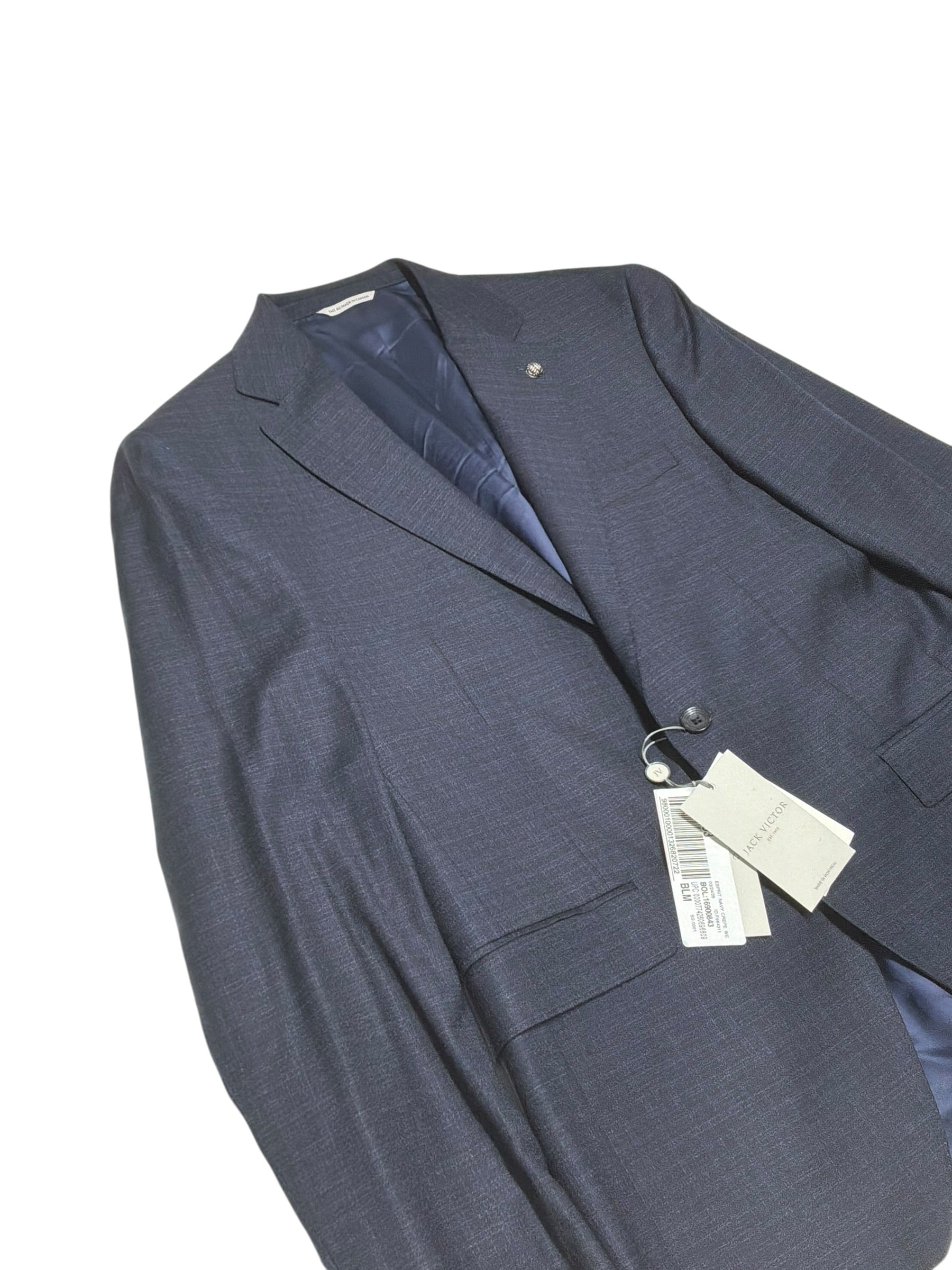 Jack Victor Esprit Regular Fit Woven Textured Suit Jacket Blazer 42R Navy Blue