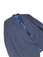 Jack Victor Mens Regular fit Suit Jacket Blazer 48 R Navy Blue Striped Wool