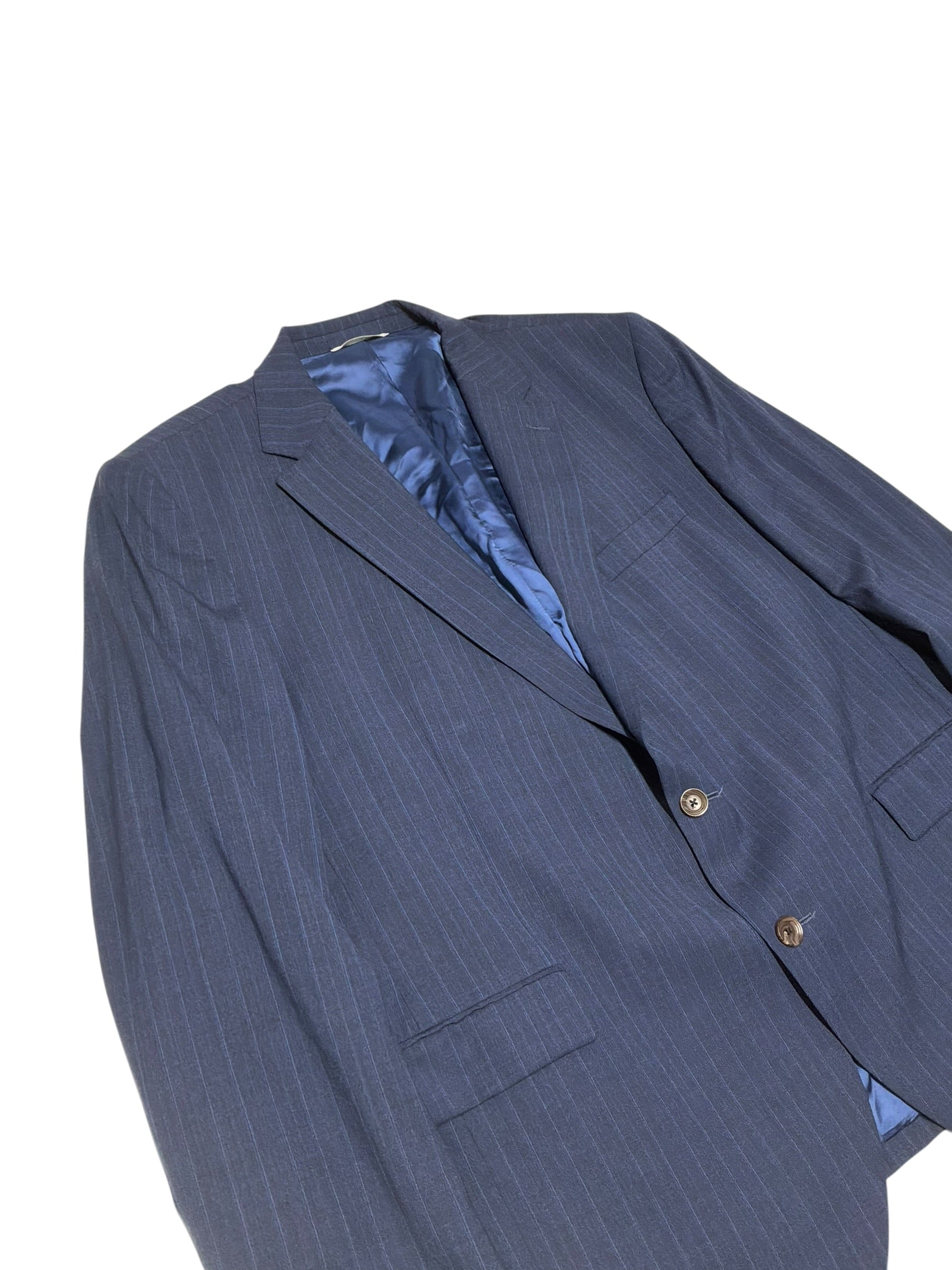 Jack Victor Mens Regular fit Suit Jacket Blazer 48 R Navy Blue Striped Wool