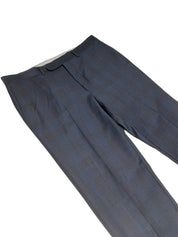 Jack Victor Mens Regular fit Dress Pants Size 36 Navy Blue / Burgundy Plaid Wool