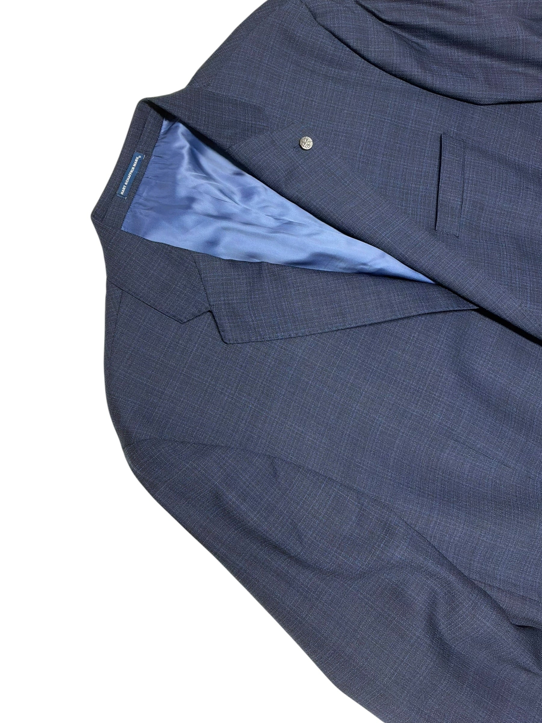 Hart Schaffner Marx Mens Regular fit Suit Jacket Blazer 50 R Navy Blue Plaid