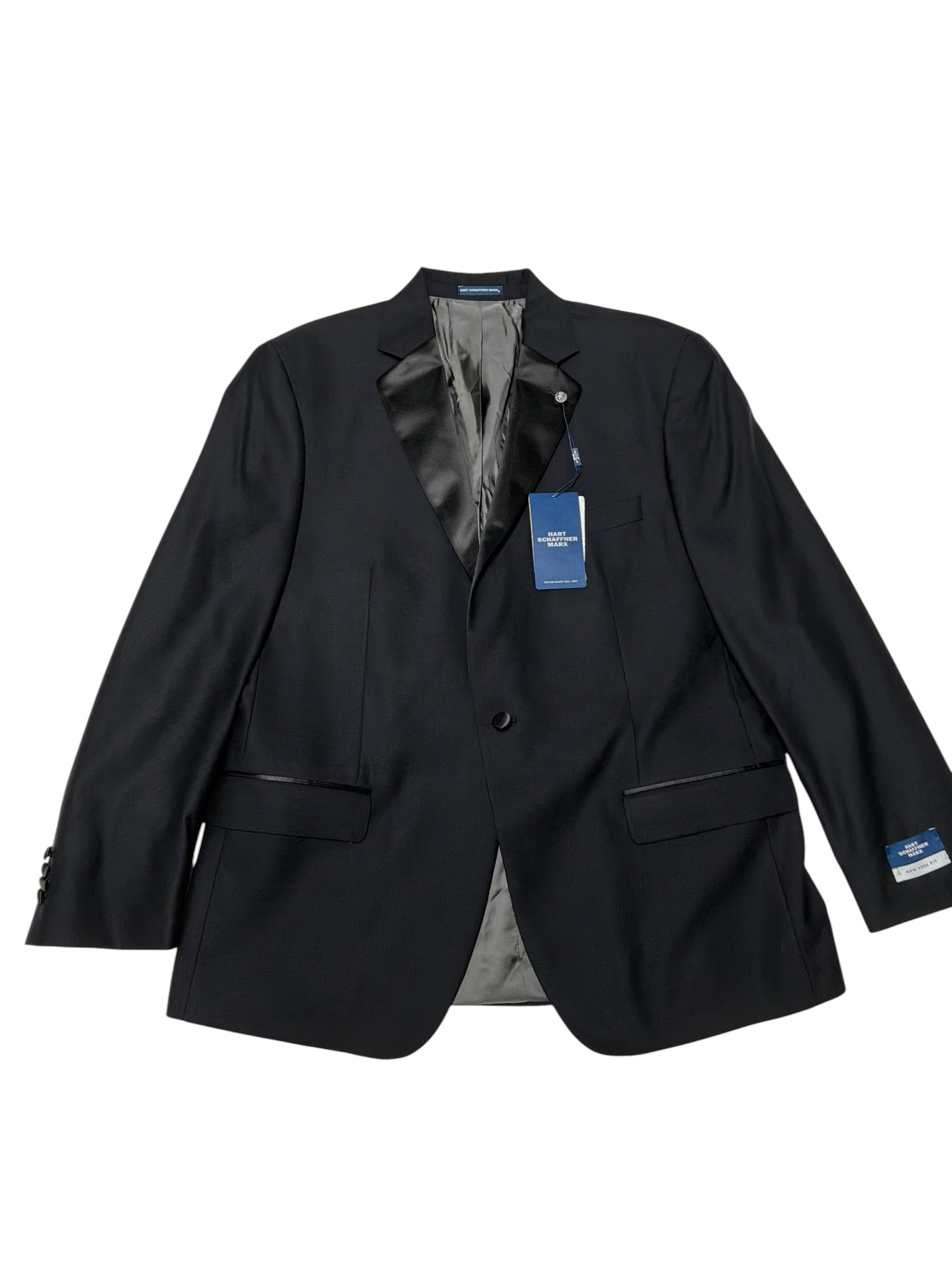 Hart Schaffner Marx Mens Regular fit Tuxedo Jacket Blazer 44 R Black Solid Wool