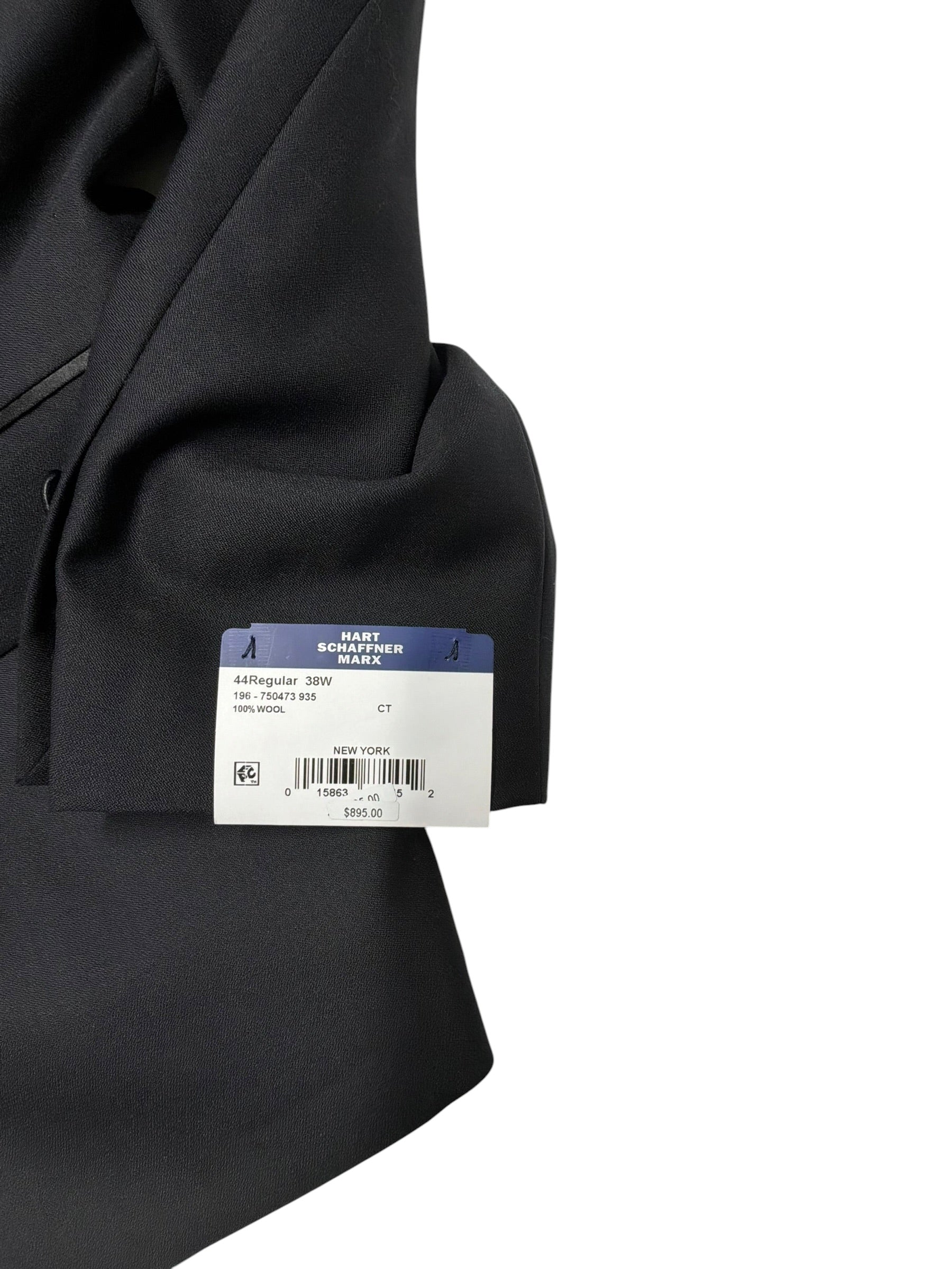 Hart Schaffner Marx Mens Regular fit Tuxedo Jacket Blazer 44 R Black Solid Wool