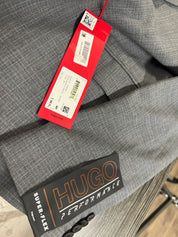HUGO BOSS Men's Slim-Fit Stretch Mélange Wool Suit Jacket 38R Mid Grey