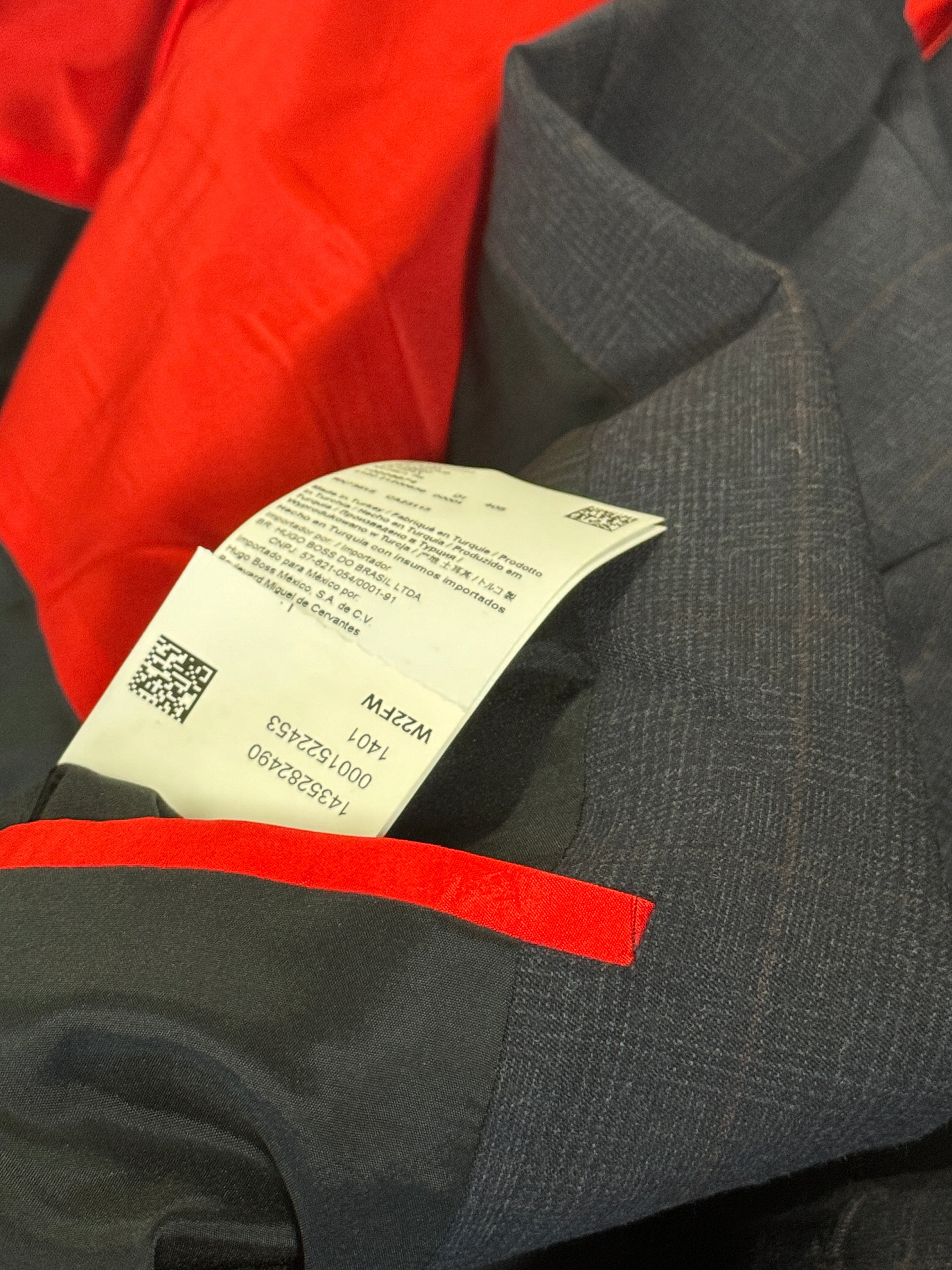 Hugo Boss Men's Modern fit Wool Suit Jacket Dark Blue Plaid 40R