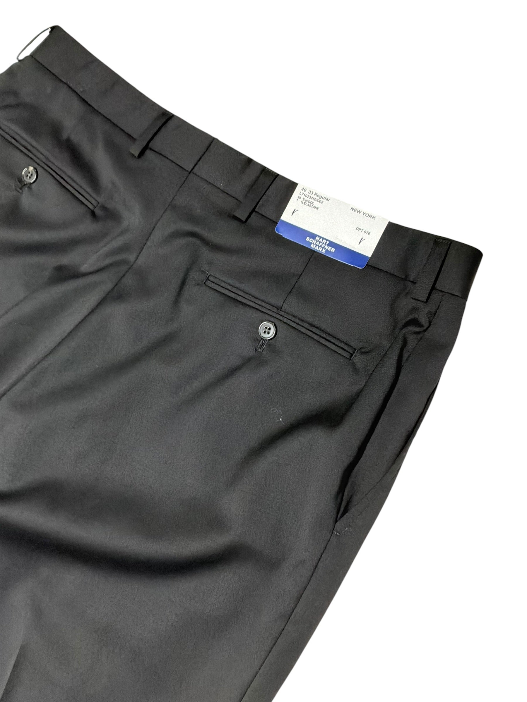 Hart Schaffner Marx Mens Regular fit Dress Suit Pants Size 33 Black Wool