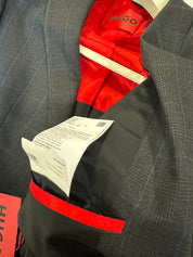 HUGO BOSS Men's Suit Jacket 40R Charcoal Plaid Modern Fit Wool