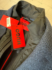 Hugo Boss Mens Milogan Wool Blend Textured Slim Fit Over Coat 42R Blue