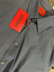 HUGO BOSS Mens Diegol Slim-Fit Short-Sleeve Shirt Dark Blue 2XL