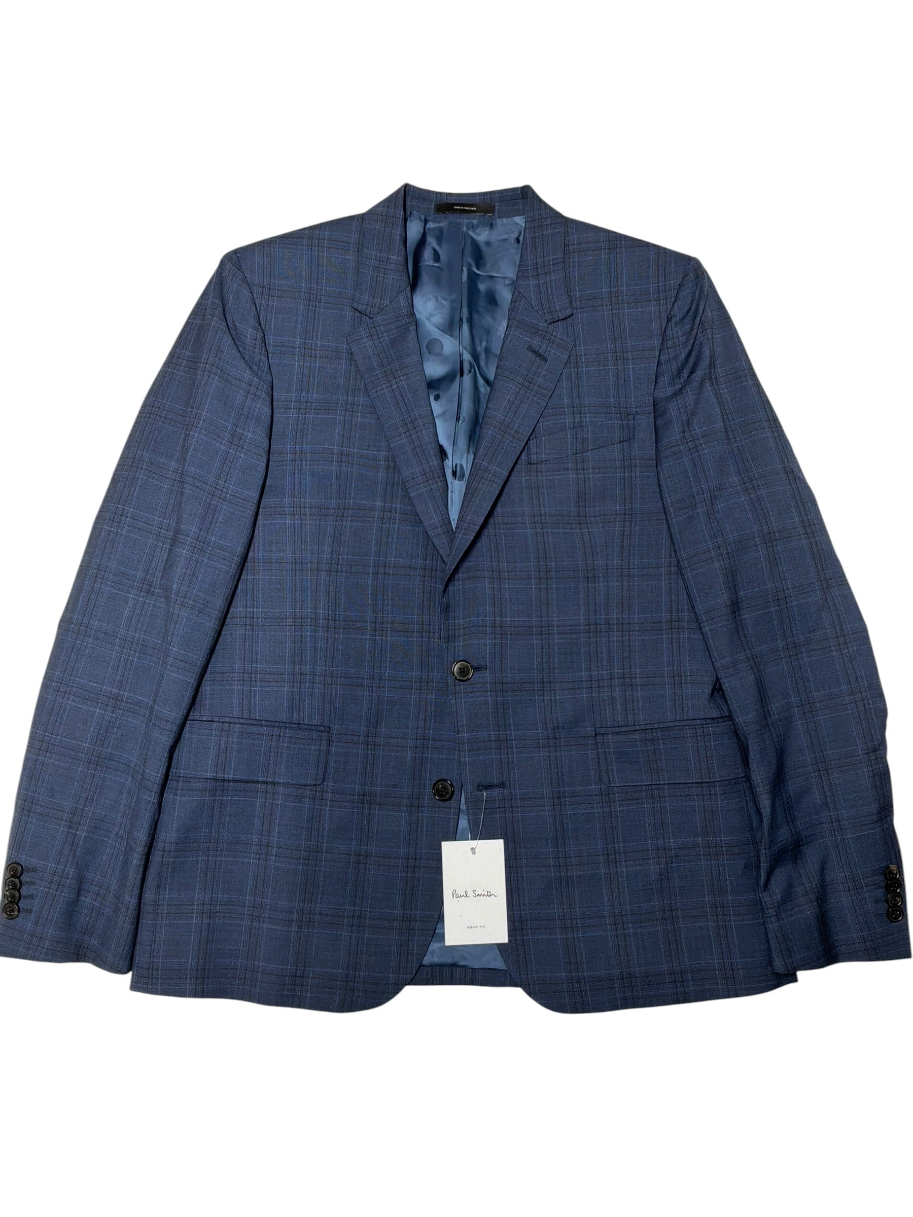 Paul Smith Mens SOHO Extra-Slim fit Suit Jacket Blazer 42 R Blue Plaid