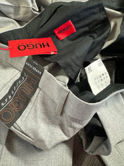 HUGO Boss Men's Gray Textured Modern-Fit Wool Suit Dress Pants 40 x 32