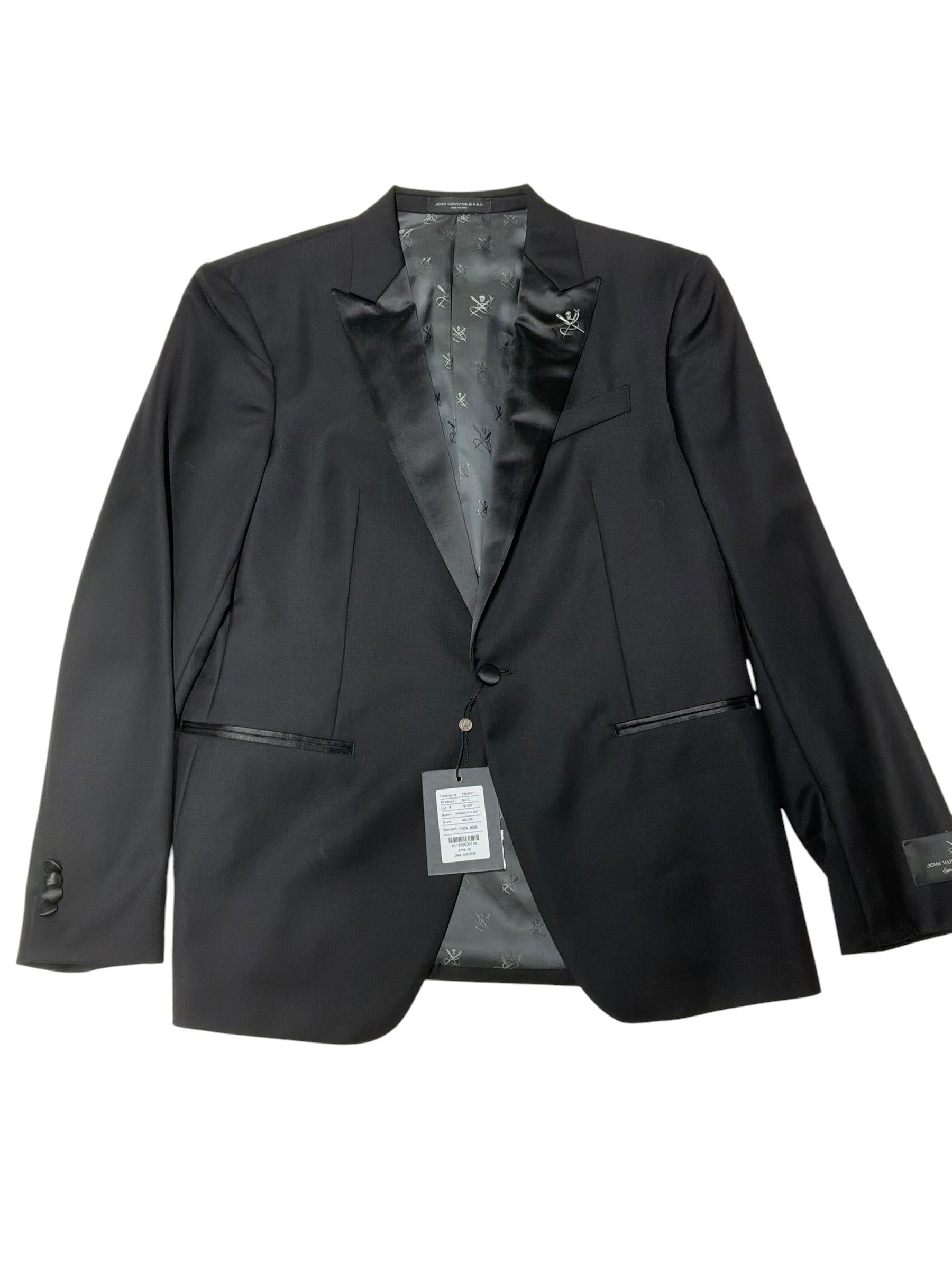 John Varvatos Mens Slim fit Tuxedo Jacket Blazer 42 S Black