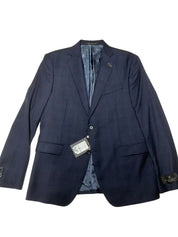 John Varvatos Mens Slim fit Suit Jacket Blazer 44 R Navy Blue Plaid