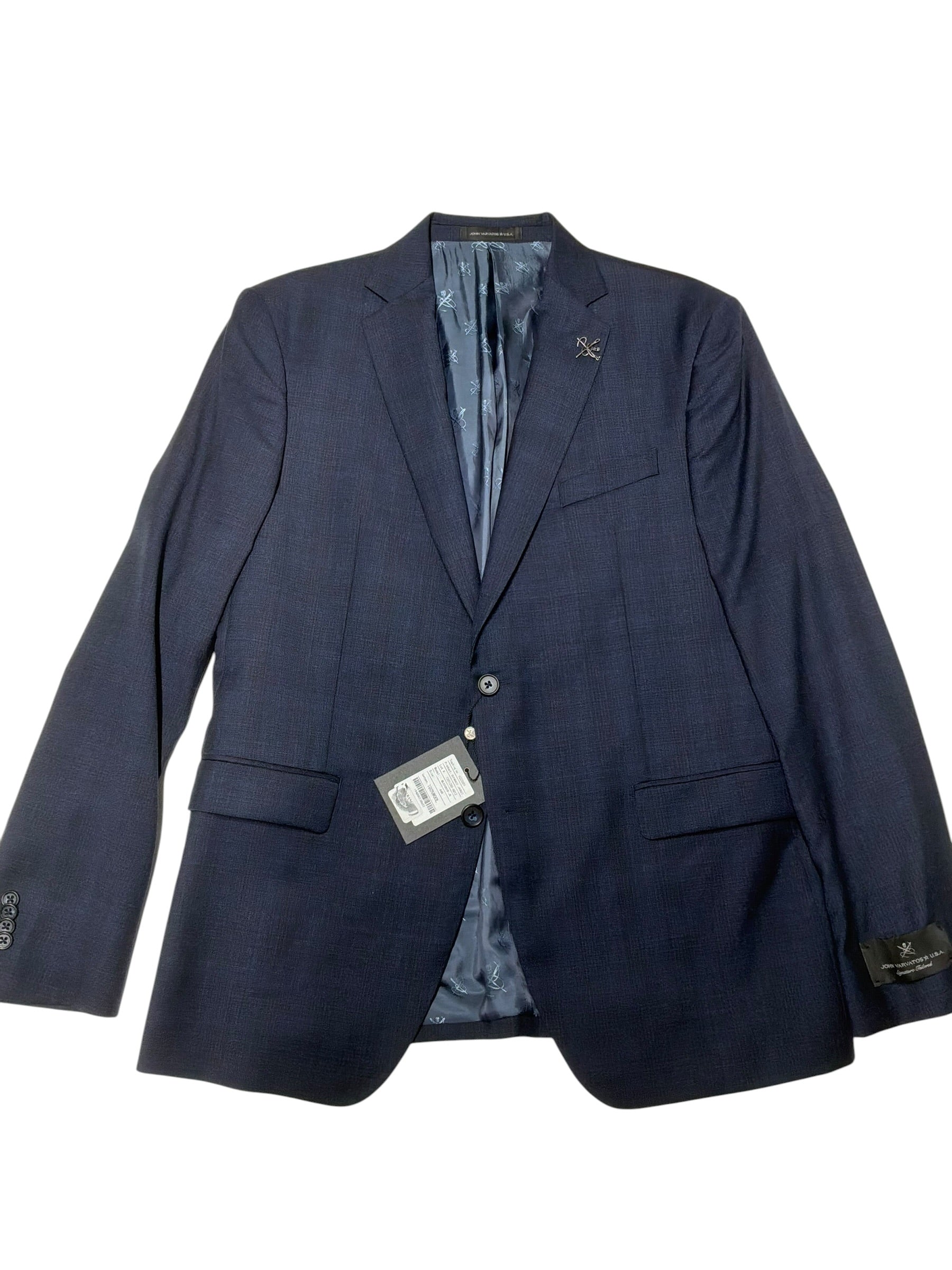 John Varvatos Mens Slim fit Suit Jacket Blazer 44 R Navy Blue Plaid