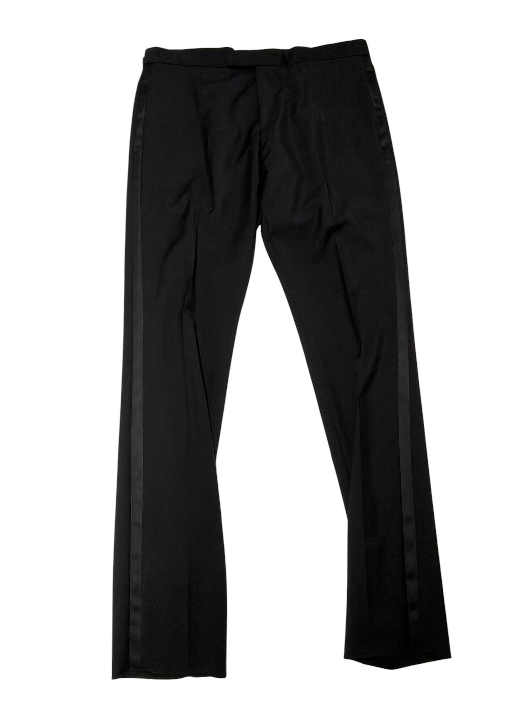 Paul Smith Mens Slim fit Tuxedo Pants Size 36 Black Solid Wool