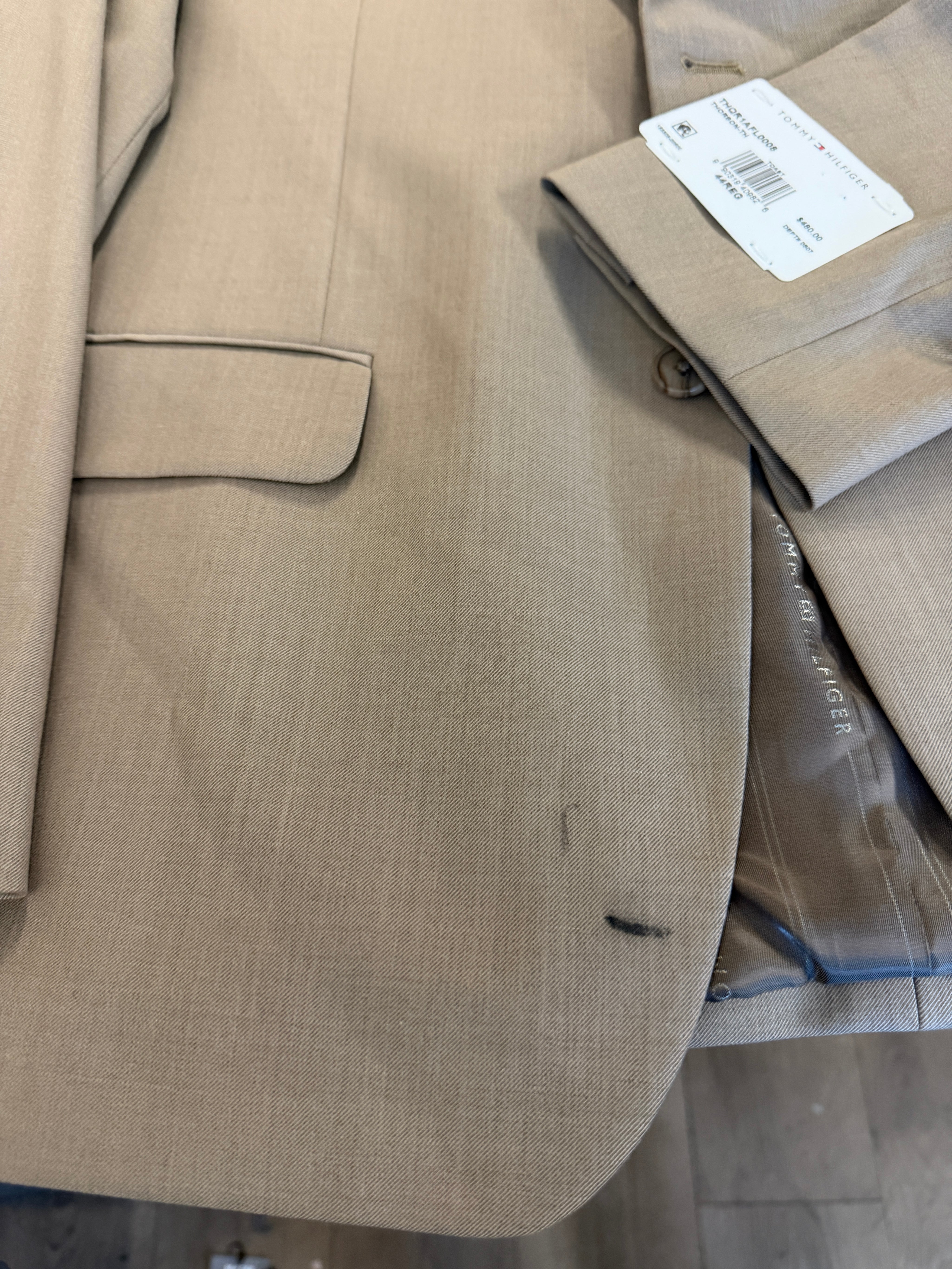 Tommy Hilfiger Mens Modern fit Wool Suit Jacket Blazer 44 R Th-flex Tan Solid