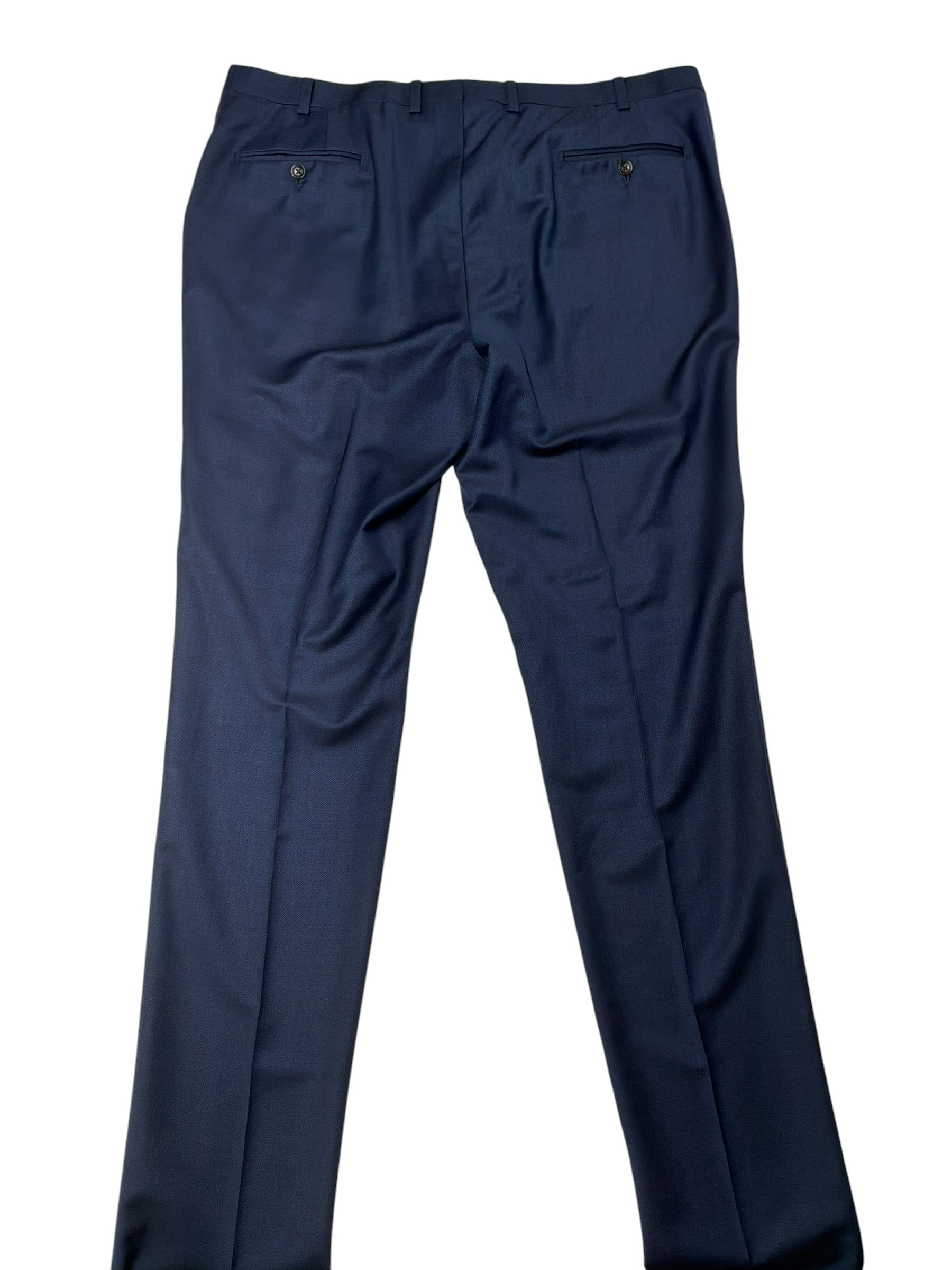 Jack Victor Mens Regular fit Dress Pants Pants Size 42 Navy Blue Birdseye Wool