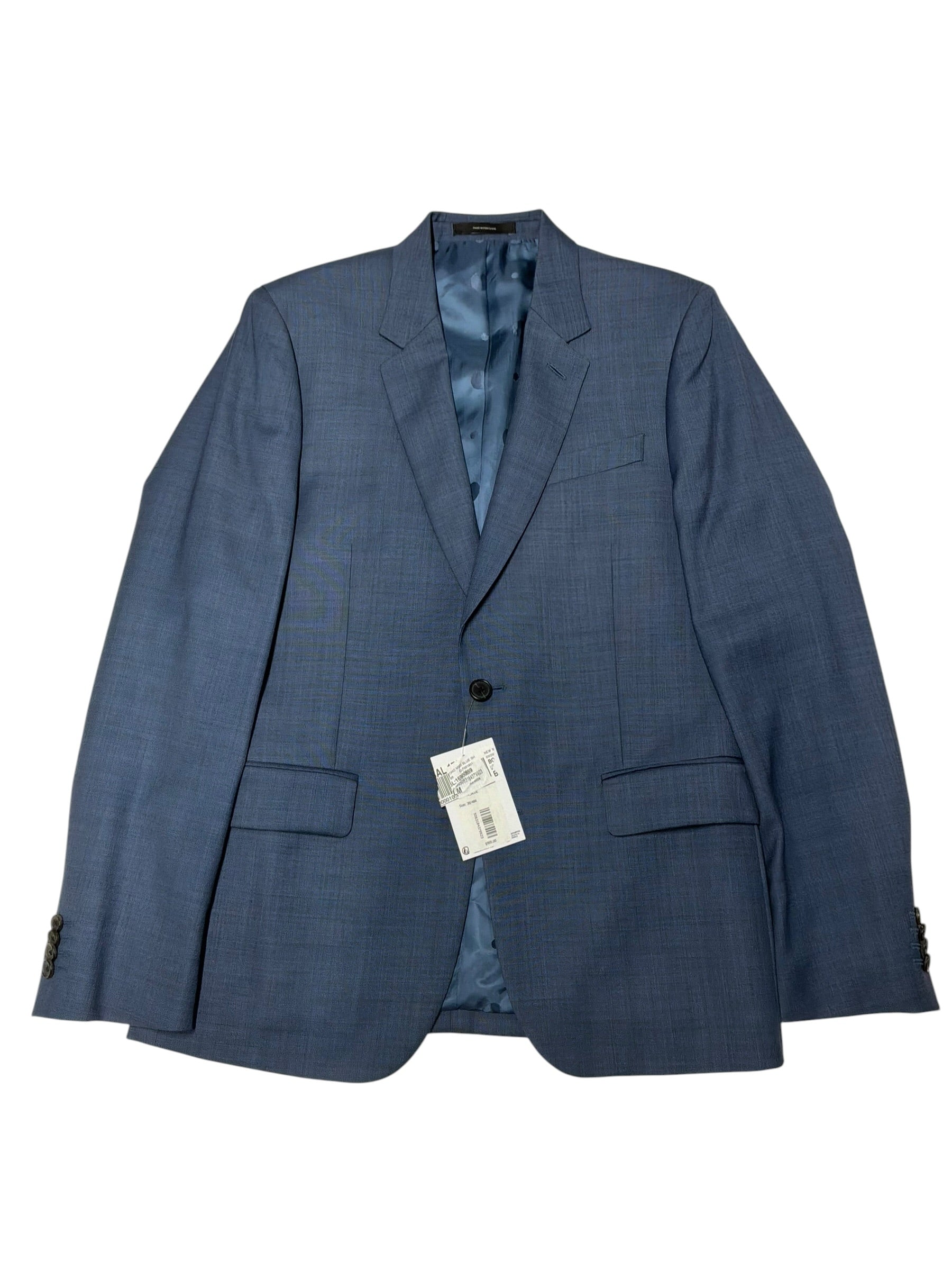 Paul Smith Mens Extra-Slim fit Soho 2 Piece Suit 38 R / 34 Waist Blue Solid Wool
