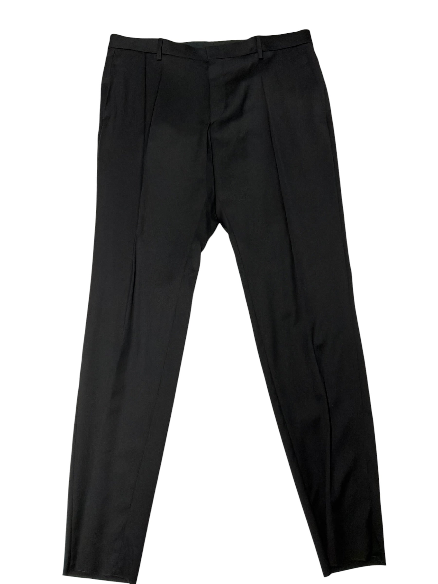 Hugo Boss Mens Slim fit Dress Pants Pants Size 38 Black Wool Solid