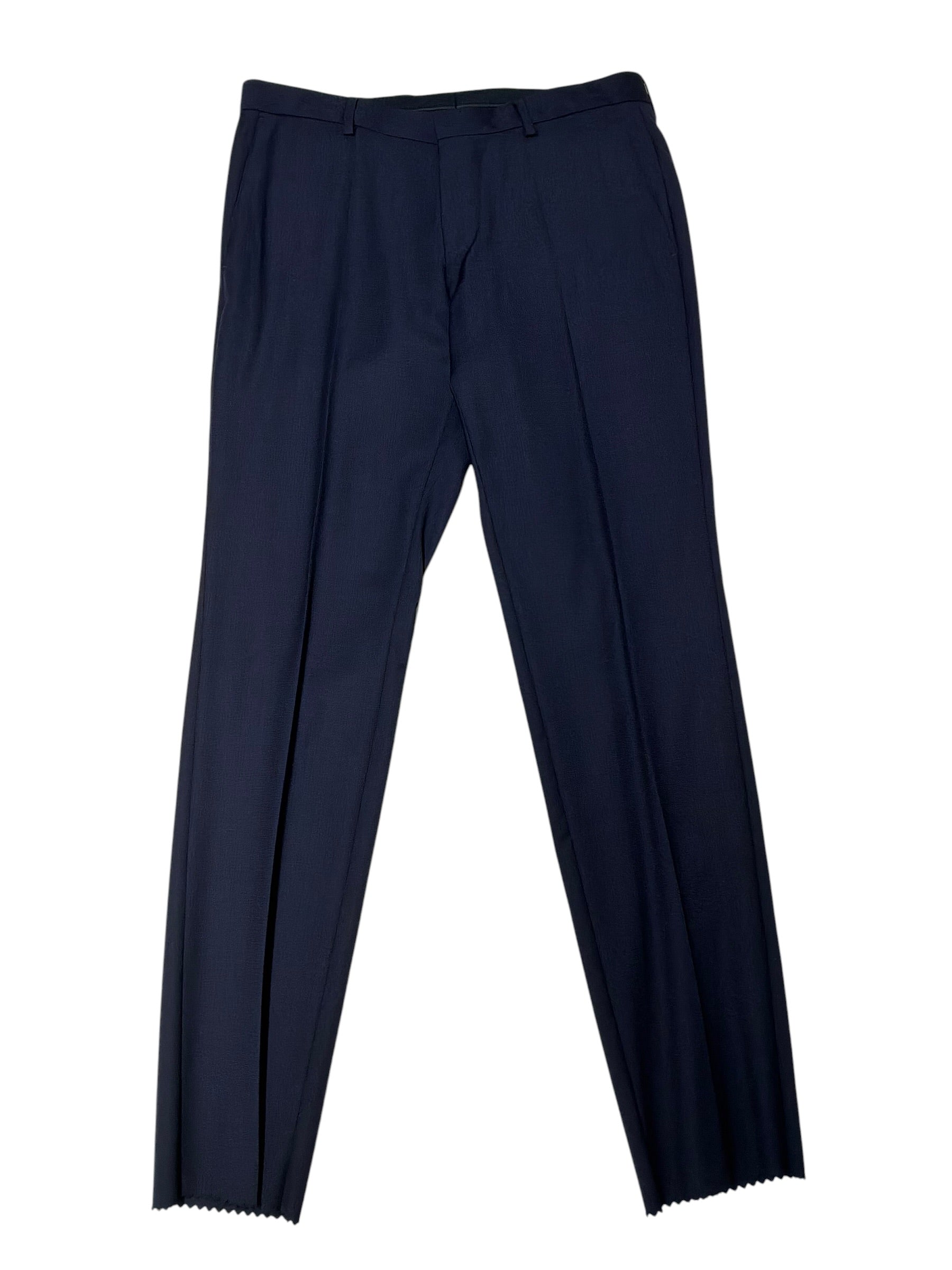 Hugo Boss Mens Slim fit Dress Pants Size 32 Navy Blue Check Wool
