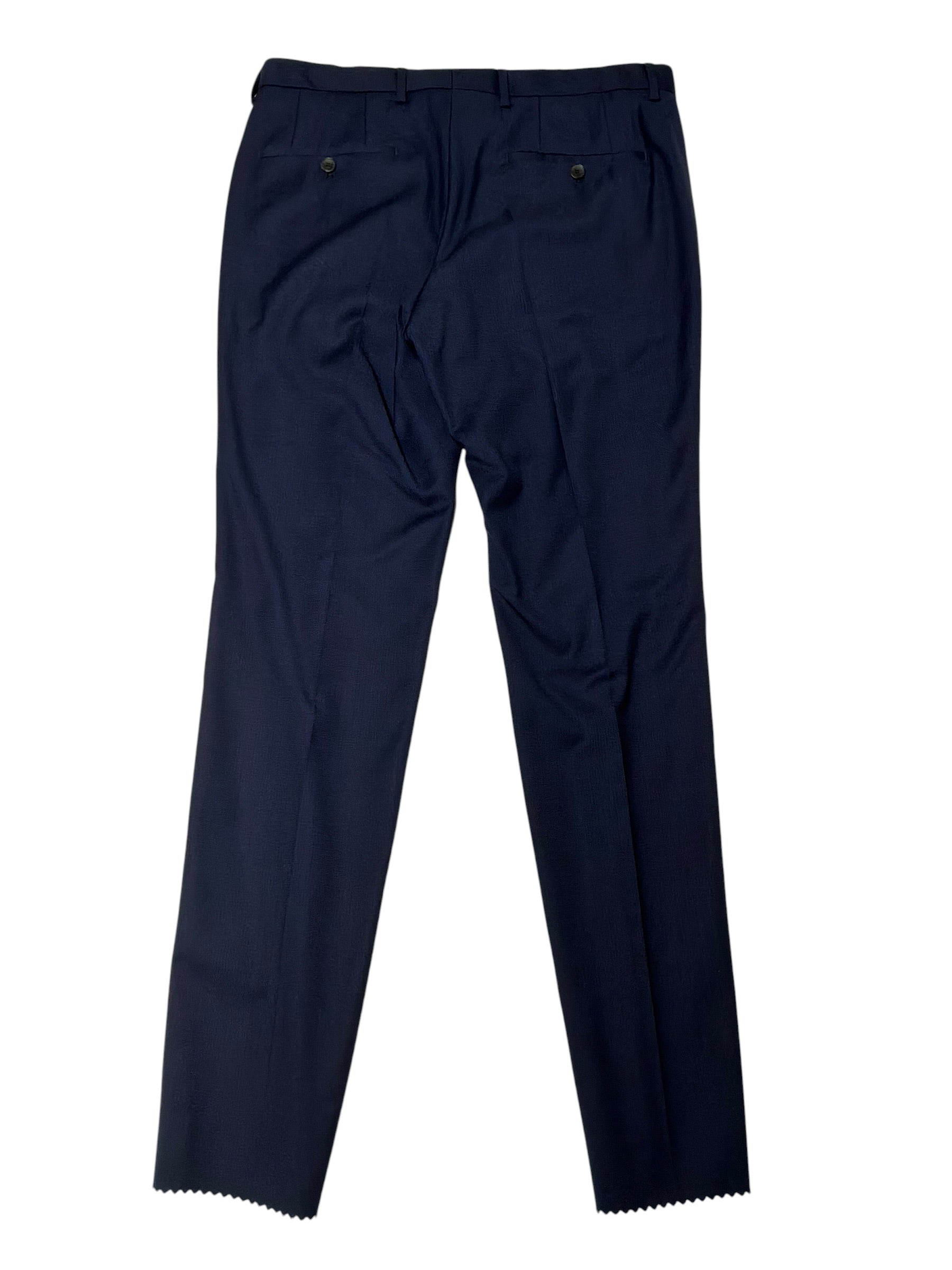 Hugo Boss Mens Slim fit Dress Pants Size 32 Navy Blue Check Wool